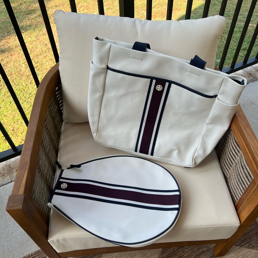 Tory Burch striped tennis tote